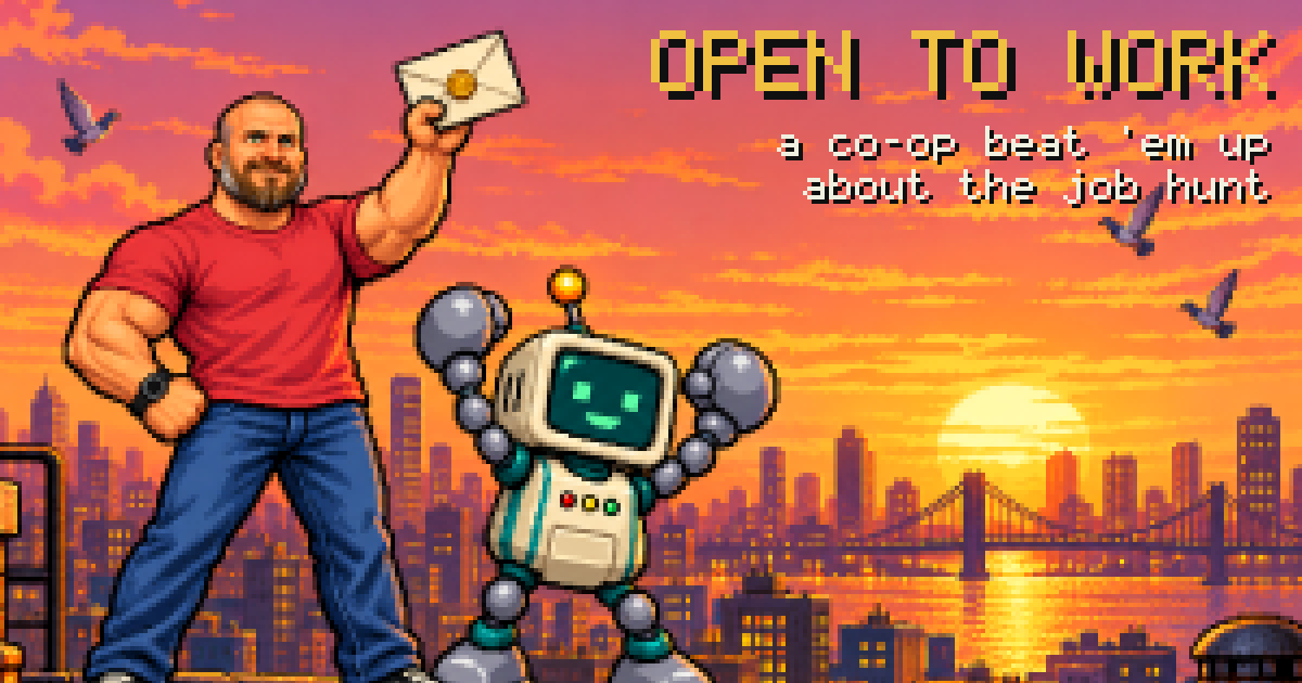 OPEN TO WORK: Matt and his robot sidekick TOKEN on a city rooftop